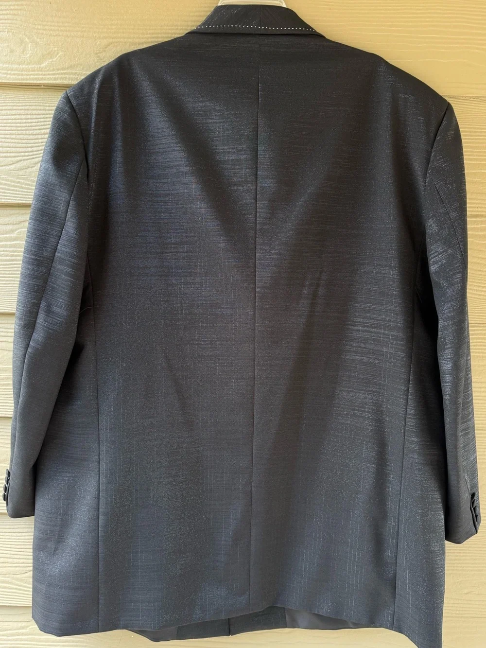 Falcone Men's Black Silver Polyester Jacket Blazer & Pants 2pc Suit Size 52L/47L